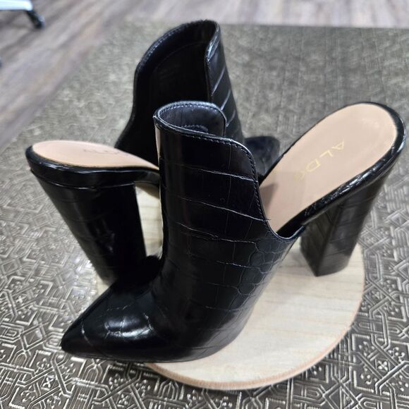 🐢 Aldo High Heel Mule- Block Heel-Croc embossed Size 6 - Picture 14 of 16